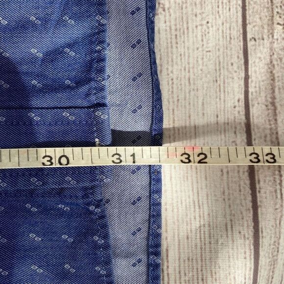 Michael Kors 100% cotton button down men’s blue print dress shirt size 16 32x33 - Picture 10 of 11